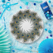 ピーコックフェザーリース紙プレート ペーパープレート (パーティー)