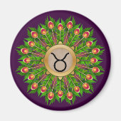 ピーコックフェザーリース〔占星術の〕十二宮図サインタウロス マグネット (正面)