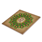 ピーコックフェザーリース〔占星術の〕十二宮図サインレオ タイル (側面)