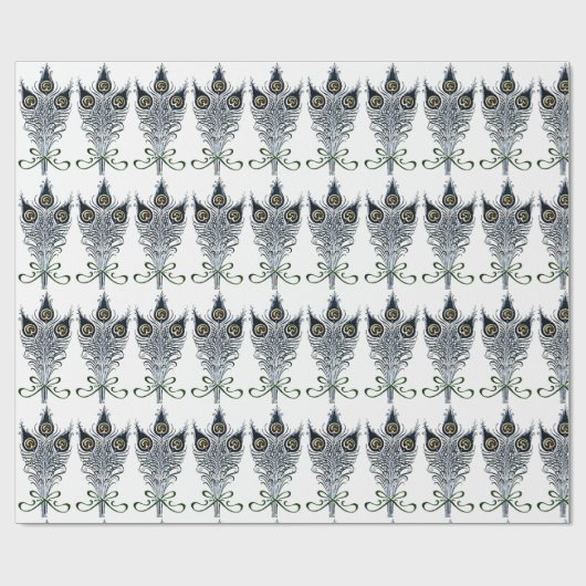 ピーコックフェザーヴィンテージアールヌーボーデザイン ラッピングペーパー (フラット)