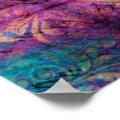 ピーコックフェザーヴィンテージグリッターモノグラム名 ポスター (角)