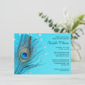 ピーコックフェザー宝石アクアブライダルシャワー 招待状 (スタンド正面)
