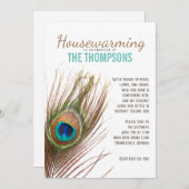 ピーコックフェザー引っ越し祝いパーティー 招待状 (正面/裏面)