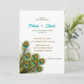 ピーコックフェザー水カラー結婚式招待状 招待状 (スタンド正面)