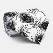 ピーコックフェザー白黒メンズネクタイ ネクタイ (ロール)