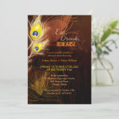 ピーコックフェザー秋の結婚式リハーサルディナー 招待状 (スタンド正面)