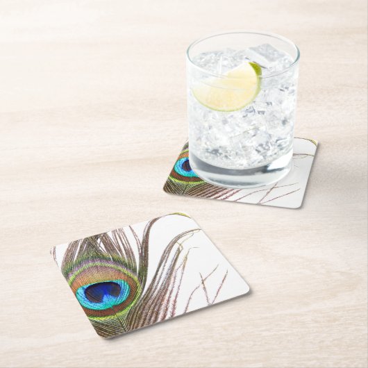 ピーコックフェザー紙コースター スクエアペーパーコースター (インサイチュ)