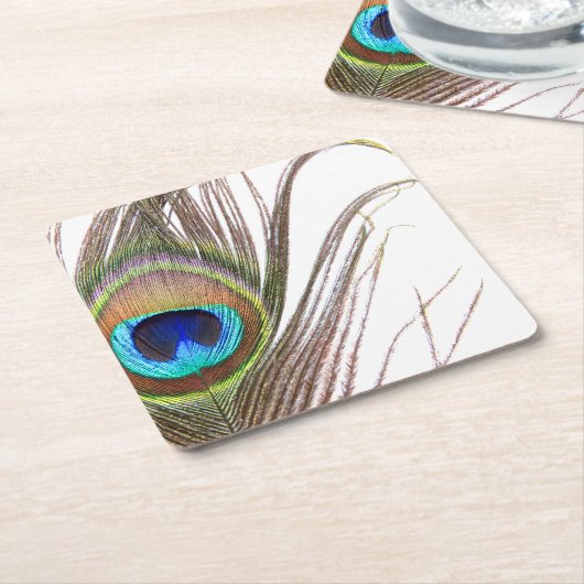 ピーコックフェザー紙コースター スクエアペーパーコースター (アングル)