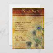 ピーコックフェザー結婚ズフラットサンキューカード 招待状 (正面/裏面)