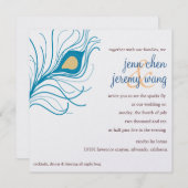 ピーコックフェザー結婚式の招待 招待状 (正面/裏面)