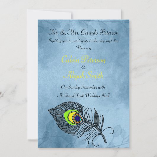 ピーコックフェザー結婚式招待状 招待状 (正面)