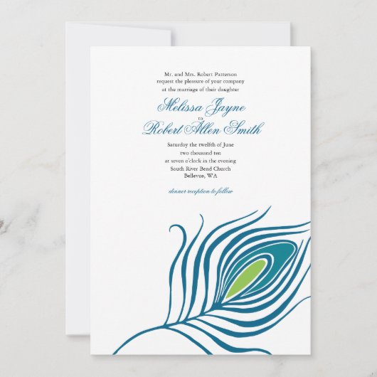 ピーコックフェザー結婚式招待状 招待状 (正面)