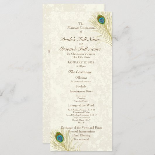 ピーコックフェザー結婚式 プログラム (正面/裏面)