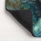 ピーコックフェザー美しい:ティール(緑がかった色)とブルーの女性 マウスパッド (コーナー)