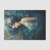 ピーコックフェザー美しい:ティール(緑がかった色)とブルーの女性 薄葉紙 (正面)