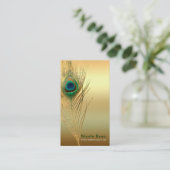 ピーコックフェザー金ゴールドエキゾチックカスタムボホシックGLAM 名刺 (スタンド正面)