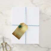 ピーコックフェザー金ゴールドエキゾチックBohoシックカスタムシヴ ギフトタグ (より糸付き)