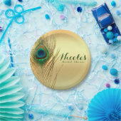 ピーコックフェザー金ゴールドエキゾチックBohoシックカスタムパーティー ペーパープレート (パーティー)