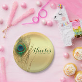 ピーコックフェザー金ゴールドエキゾチックBohoシックカスタムパーティー ペーパープレート (パーティー)