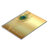 ピーコックフェザー金ゴールドエキゾチックbohoシックグラムカスタムホテル ノートブック (左側)