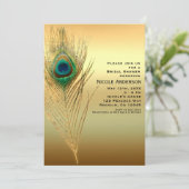 ピーコックフェザー金ゴールドエキゾチックBohoシック招待状 招待状 (スタンド正面)