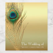 ピーコックフェザー金ゴールドエキゾチックBohoシックWIneラベル ワインラベル (シングルラベル)