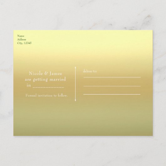 ピーコックフェザー金ゴールドエキゾチックBoho日付を保存 案内ポストカード (裏面)