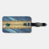 ピーコックフェザー&エメラルドグリーンメタリックシルク ラゲッジタグ (裏面横)