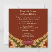 ピーコックフェザー&カラメルレース結婚式招待状 招待状 (裏面)