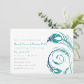 ピーコックフェザー-ティール（緑がかった色）と海軍の招待状 招待状 (スタンド正面)