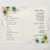 ピーコックフェザー – ティール（緑がかった色）、結婚式 プログラム (裏面)