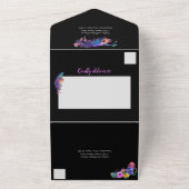 ピーコックフェザー&フラワークインセアニラブラック オールインワン招待状 (外側)