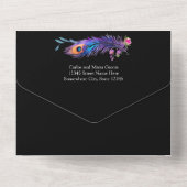 ピーコックフェザー&フラワークインセアニラブラック オールインワン招待状 (裏面)