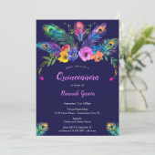 ピーコックフェザー&フラワーパープルキンセニェラ 招待状 (スタンド正面)