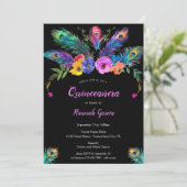 ピーコックフェザー&フラワーブラッククインチェニェラ 招待状 (スタンド正面)