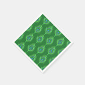 ピーコックフェザー、ライムグリーンのエメラルドグリーン スタンダードカクテルナプキン (角)