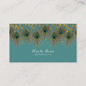 ピーコックフェザー&金ゴールドドットANYカラーボホシック 名刺 (正面)