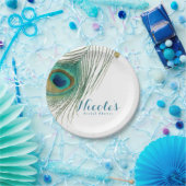 ピーコックフェザー&金ゴールドボホグラムパーティー ペーパープレート (パーティー)