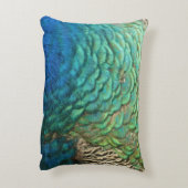 ピーコックフェザーIカラフル抽象芸術自然デザイン アクセントクッション (裏面(縦))