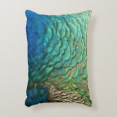 ピーコックフェザーIカラフル抽象芸術自然デザイン アクセントクッション (正面(垂直))