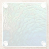 ピーコックフェザーIカラフル抽象芸術自然デザイン ガラスコースター (裏面)