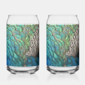 ピーコックフェザーIカラフル抽象芸術自然デザイン ガラス缶 (左)