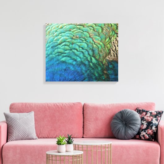 ピーコックフェザーIカラフル抽象芸術自然デザイン キャンバスプリント (インサイチュ (リビング))
