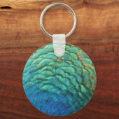 ピーコックフェザーIカラフル抽象芸術自然デザイン キーホルダー (正面)