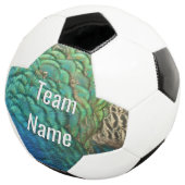 ピーコックフェザーIカラフル抽象芸術自然デザイン サッカーボール (3/4)