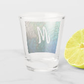 ピーコックフェザーIカラフル抽象芸術自然デザイン ショットグラス (裏面)