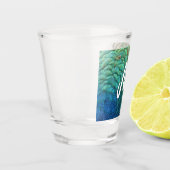 ピーコックフェザーIカラフル抽象芸術自然デザイン ショットグラス (左)