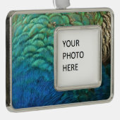 ピーコックフェザーIカラフル抽象芸術自然デザイン シルバープレートフレームオーナメント (右)