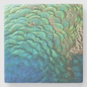 ピーコックフェザーIカラフル抽象芸術自然デザイン ストーンコースター (正面)