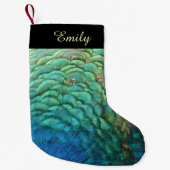 ピーコックフェザーIカラフル抽象芸術自然デザイン スモールクリスマスストッキング (正面)
